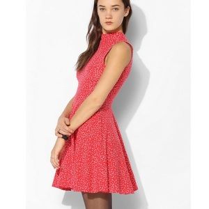Red Heart Print Fit & Flare Dress